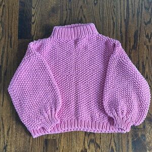 Handmade oversized Pink Knit Sweater S